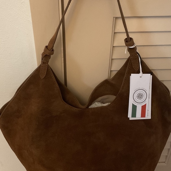 NWT VIOLA CASTELLANI Made In Italy Chocolate Suede Oval Bottom Hobo - Picture 8 of 13